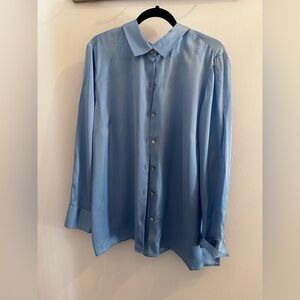 - Beautiful J. Jill silky blouse, button up. Periwinkle blue.
